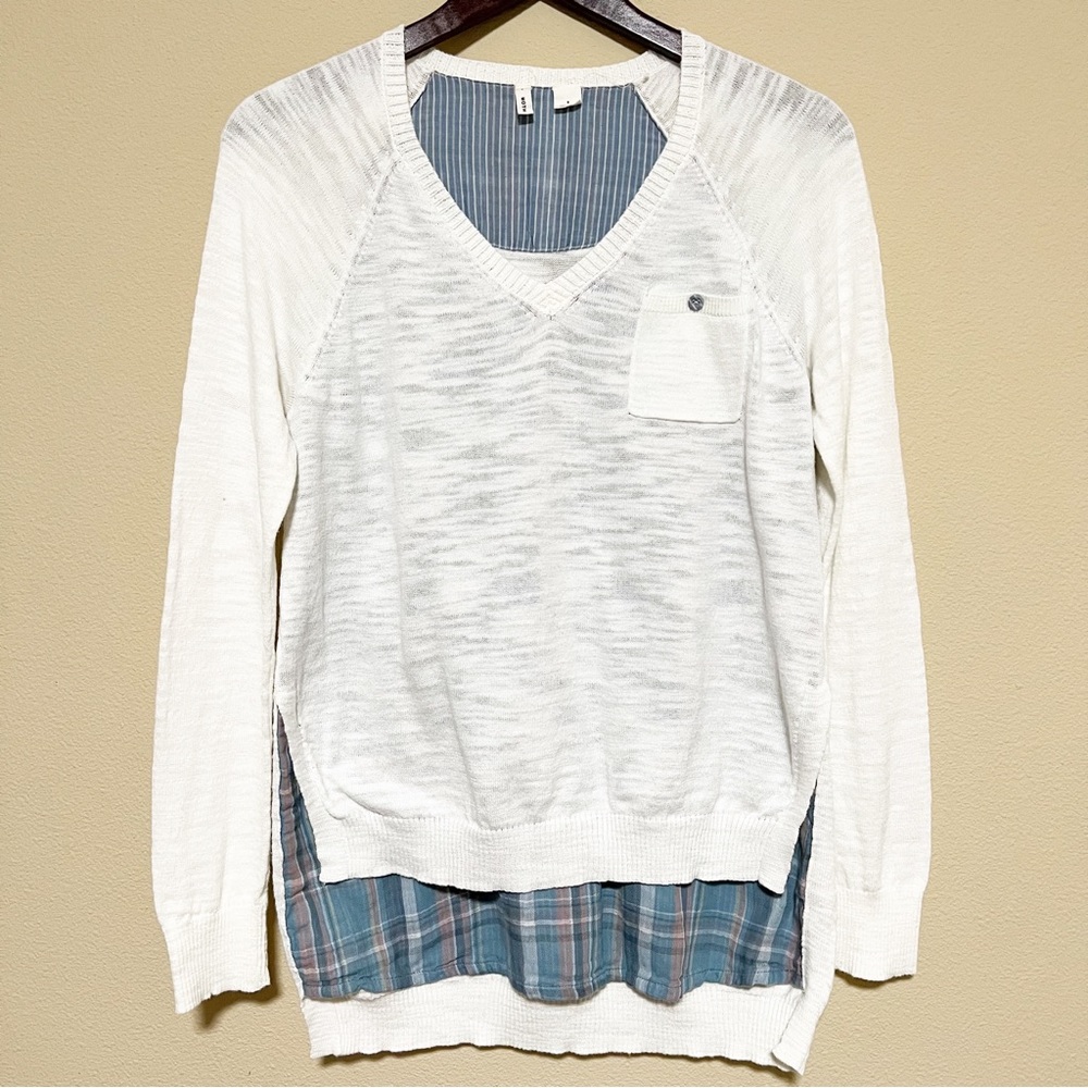 Anthro Moth Layered Mixed Media Sweater